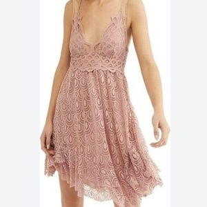 NWOT- Free People FP One "Adella" Burnout Slip Mini Dress Crochet Beach Lace